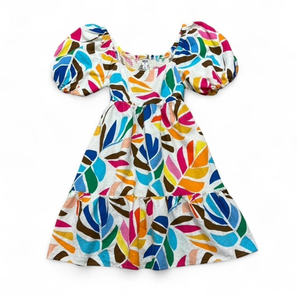 Babydoll Mini Dress Tabitha Brown x Target Botanical Print Puff Sleeve Small